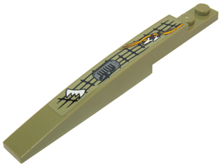 Slope, Curved 10 x 1 with Exhaust Vents, Vines, Scales and White Teeth Symbol Pattern Model Left (Sticker) - Set 70010