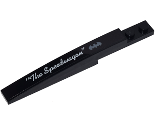 Slope, Curved 10 x 1 with Silver Bat Symbol and White Script '"The Speedwagon"' Model Left Side Pattern (Sticker) - Set 70905