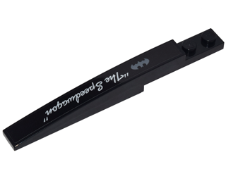 Slope, Curved 10 x 1 with Silver Bat Symbol and White Script '"The Speedwagon"' Model Right Side Pattern (Sticker) - Set 70905