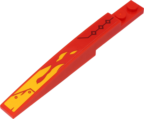 Slope, Curved 10 x 1 with Yellow Flames and Black Line and Squares on Red Background Pattern Model Right Side (Sticker) - Set 71704