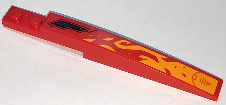 Slope, Curved 10 x 1 with Bright Light Orange Flames, Triangle, Lines and Air Vent Pattern Model Left Side (Sticker) - Set 70675