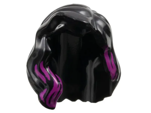 Minifigure, Hair Female Mid-Length with Part over Right Shoulder with Magenta Highlights Pattern