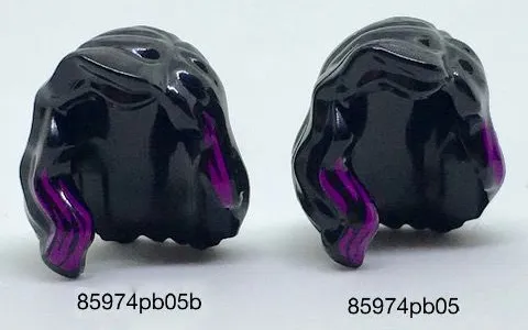 Minifigure, Hair Female Mid-Length with Part over Right Shoulder with Magenta Highlights Pattern (Variant of 85974pb05)