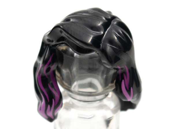 Minifigure, Hair Female Mid-Length with Part over Right Shoulder with Magenta and Dark Pink Highlights Pattern