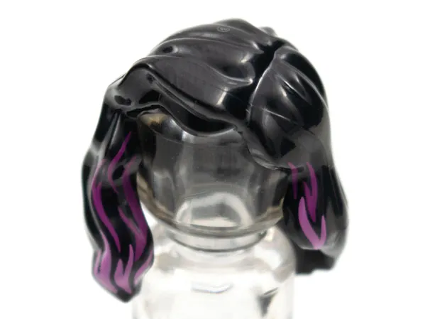 Minifigure, Hair Female Mid-Length with Part over Right Shoulder with Magenta and Dark Pink Highlights Pattern
