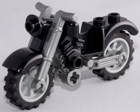 Motorcycle Vintage with Flat Silver Chassis and Light Bluish Gray Wheels