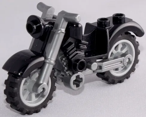 Motorcycle Vintage with Flat Silver Chassis and Light Bluish Gray Wheels