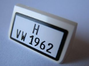 Slope 30 1 x 2 x 2/3 with Black 'H VW 1962' Pattern (Sticker) - Set 10220