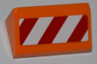 Slope 30 1 x 2 x 2/3 with Red and White Danger Stripes Pattern Model Left Side (Sticker) - Set 4434