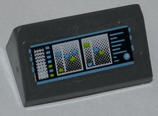 Slope 30 1 x 2 x 2/3 with Screens and Light Blue and Lime Buttons and Lights Pattern (Sticker) - Set 6873