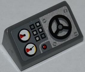 Slope 30 1 x 2 x 2/3 with Gauges, Buttons and Water Valve Wheel Pattern (Sticker) - Set 4430