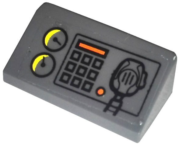 Slope 30 1 x 2 x 2/3 with Gauges, Buttons, Orange Bar, and Radio on Transparent Background Pattern (Sticker) - Set 60001