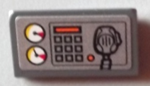 Slope 30 1 x 2 x 2/3 with White Gauges, Buttons, Orange Bar, and Radio on Silver Background Pattern (Sticker) - Set 60004