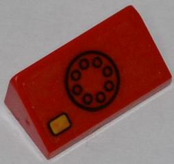 Slope 30 1 x 2 x 2/3 with Black Telephone Dial and Yellow Button Pattern (Sticker) - Set 6860
