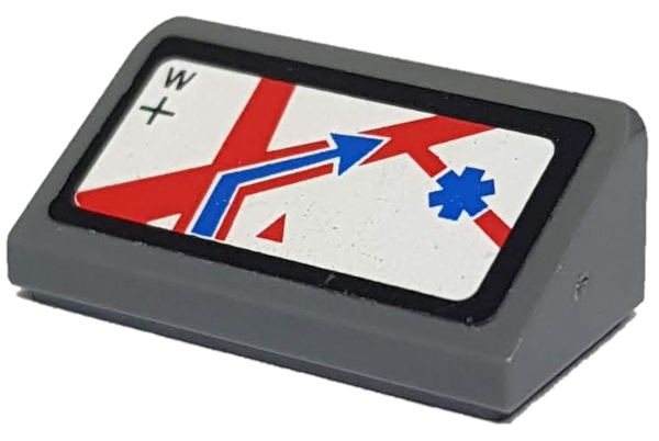 Slope 30 1 x 2 x 2/3 with Map on GPS Pattern (Sticker) - Set 60023