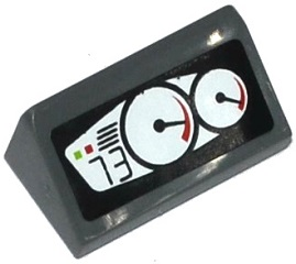 Slope 30 1 x 2 x 2/3 with 2 Gauges and '73' Pattern (Sticker) - Set 60058