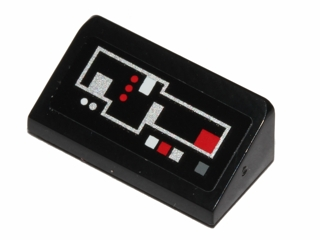 Slope 30 1 x 2 x 2/3 with White and Red Control Buttons on Black Background Pattern (Sticker) - Set 75018