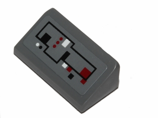 Slope 30 1 x 2 x 2/3 with Control Panel with Black, Red and White Circuitry with Lines, Dots and Squares Pattern 2 (Sticker) - Undetermined Pattern