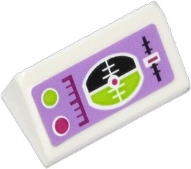 Slope 30 1 x 2 x 2/3 with Slide Lever, Horizon Screen and Magenta and Lime Buttons Pattern (Sticker) - Set 41036