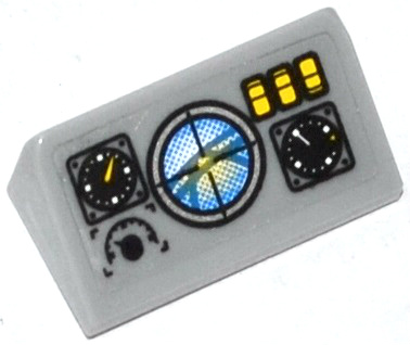 Slope 30 1 x 2 x 2/3 with Horizon Screen, 3 Gauges and 3 Yellow Switches Pattern (Sticker) - Set 60046