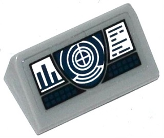 Slope 30 1 x 2 x 2/3 with White Target, Screens and Dark Blue Buttons Pattern (Sticker) - Set 76019