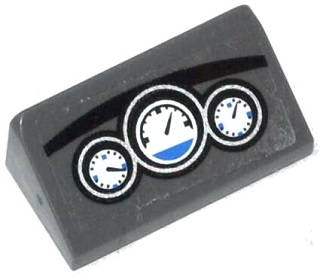 Slope 30 1 x 2 x 2/3 with 3 White and Blue Gauges on Dashboard Pattern (Sticker) - Set 60047