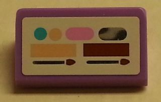 Slope 30 1 x 2 x 2/3 with Paintbox, Mirror and Makeup Brushes (Brushes on Bottom) Pattern (Sticker) - Set 3187