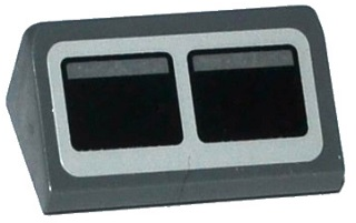 Slope 30 1 x 2 x 2/3 with 2 Black Squares on Light Bluish Gray Background Pattern (Sticker) - Set 75052