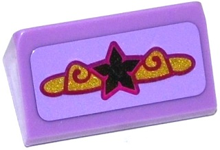 Slope 30 1 x 2 x 2/3 with Silver Star and Magenta and Gold Swirls Pattern (Sticker) - Set 41063