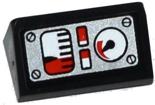 Slope 30 1 x 2 x 2/3 with 4 White and Red Gauges and 4 Screws on Silver Background Pattern (Sticker) - Set 42032