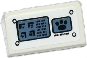 Slope 30 1 x 2 x 2/3 with Control Panel with Rivets and Alien Characters and Paw Print on Screens Pattern (Sticker) - Set 70223