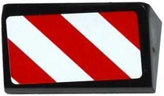 Slope 30 1 x 2 x 2/3 with Red and White Danger Stripes Thick Pattern Model Left Side (Sticker) - Set 60075