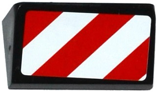 Slope 30 1 x 2 x 2/3 with Red and White Danger Stripes Thick Pattern Model Right Side (Sticker) - Set 60075