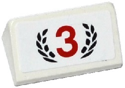 Slope 30 1 x 2 x 2/3 with Red Number 3 in Black Laurels Pattern (Sticker) - Set 75912