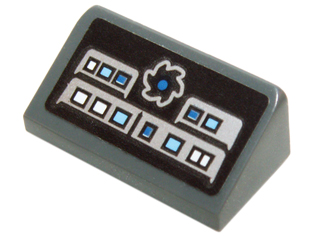 Slope 30 1 x 2 x 2/3 with Saw Blade and White and Blue Square Buttons Pattern (Sticker) - Set 70724