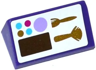 Slope 30 1 x 2 x 2/3 with Paintbox, Mirror and Gold Makeup Brushes on White Background Pattern (Sticker) - Set 41104