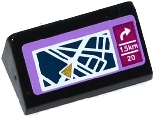 Slope 30 1 x 2 x 2/3 with Map on GPS, White Arrow, '1.5KM' and '20' Pattern (Sticker) - Set 41107