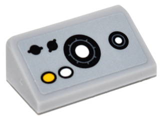 Slope 30 1 x 2 x 2/3 with Black and White Circle Buttons and Dials Pattern (Sticker) - Set 76052