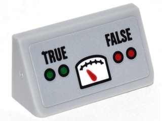 Slope 30 1 x 2 x 2/3 with Gauge, Red and Green Circle Buttons and 'TRUE' and 'FALSE' Pattern (Sticker) - Set 76052