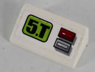 Slope 30 1 x 2 x 2/3 with Black '5.T' and Red Light and Silver Button Pattern (Sticker) - Set 8864