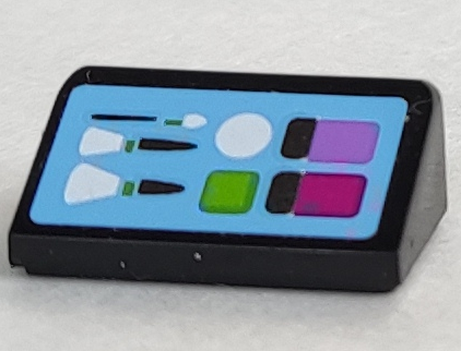 Slope 30 1 x 2 x 2/3 with Paintbox and Makeup Brushes on Bright Light Blue Background Pattern #1 (Sticker) - Set 41058