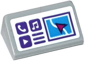 Slope 30 1 x 2 x 2/3 with GPS Screen and Buttons with Phone, Music Note and Arrow Pattern (Sticker) - Set 41116
