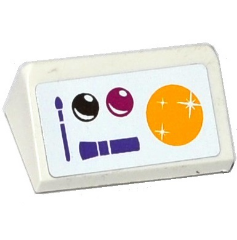 Slope 30 1 x 2 x 2/3 with Paintbox and 2 Purple Makeup Brushes Pattern (Sticker) - Set 41118