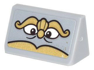 Slope 30 1 x 2 x 2/3 with Gold Eyebrows, Nose and Beard, Black and White Eyes, Black Contours Pattern (Chef Bouche Face) (Sticker) - Set 41067