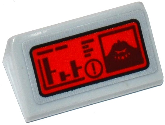 Slope 30 1 x 2 x 2/3 with Graphs, Exclamation Mark and Killer Croc Head on Red Screen Pattern (Sticker) - Set 76055