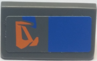 Slope 30 1 x 2 x 2/3 with Orange Markings and Blue Rectangle Pattern Model Left Side (Sticker) - Set 7962