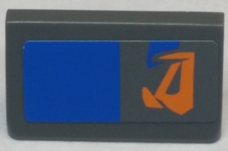 Slope 30 1 x 2 x 2/3 with Orange Markings and Blue Rectangle Pattern Model Right Side (Sticker) - Set 7962