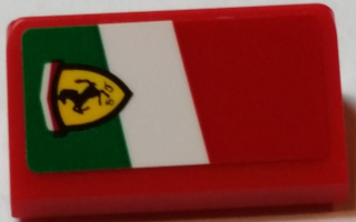 Slope 30 1 x 2 x 2/3 with Ferrari Logo on Italian Flag Background Pattern Model Left Side (Sticker) - Set 75908