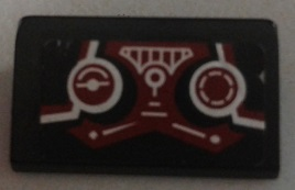 Slope 30 1 x 2 x 2/3 with 2 Dark Red and White Gauges and Control Stick Pattern (Sticker) - Set 70164