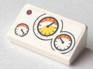 Slope 30 1 x 2 x 2/3 with Red Button and 3 Gauges Pattern (Sticker) - Set 60005